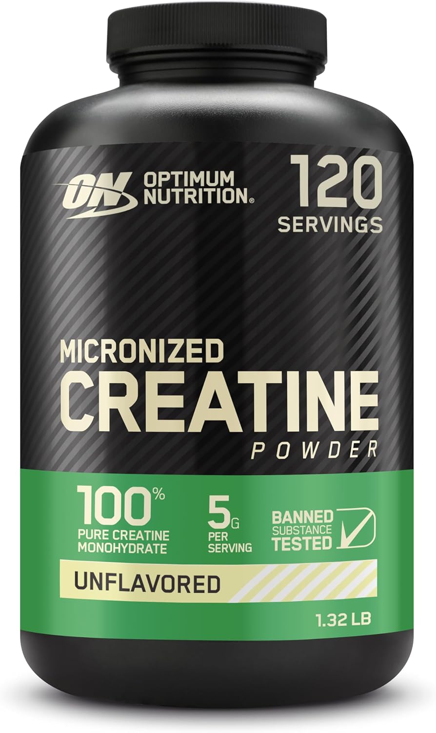 Optimum Nutrition Micronized Creatine Monohydrate Powder, Unflavored, 120 Servings, 600 Grams (Packaging May Vary)