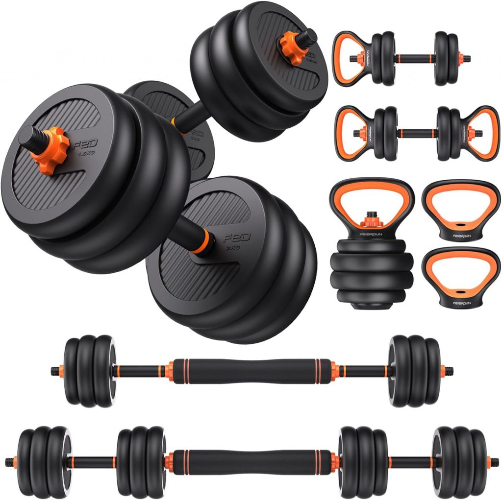 Adjustable dumb bell and kettle bell set