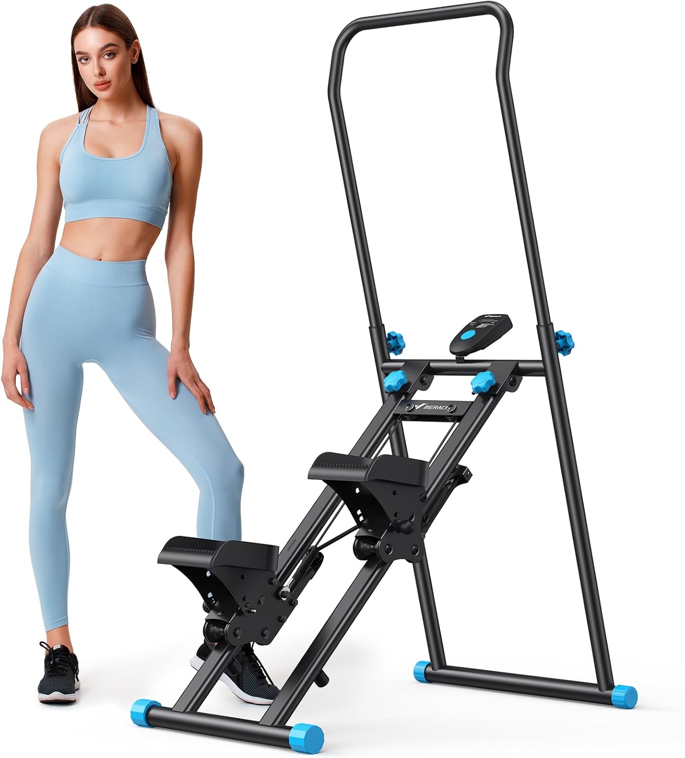 MERACH Stair Stepper for Home Gym Exercise, New Version Vertical Climber Machine for Full-Body Workout, Compact Folding Cardio Exercise Climber with Extended Step Range, Adjustable Handlebar & Pedals