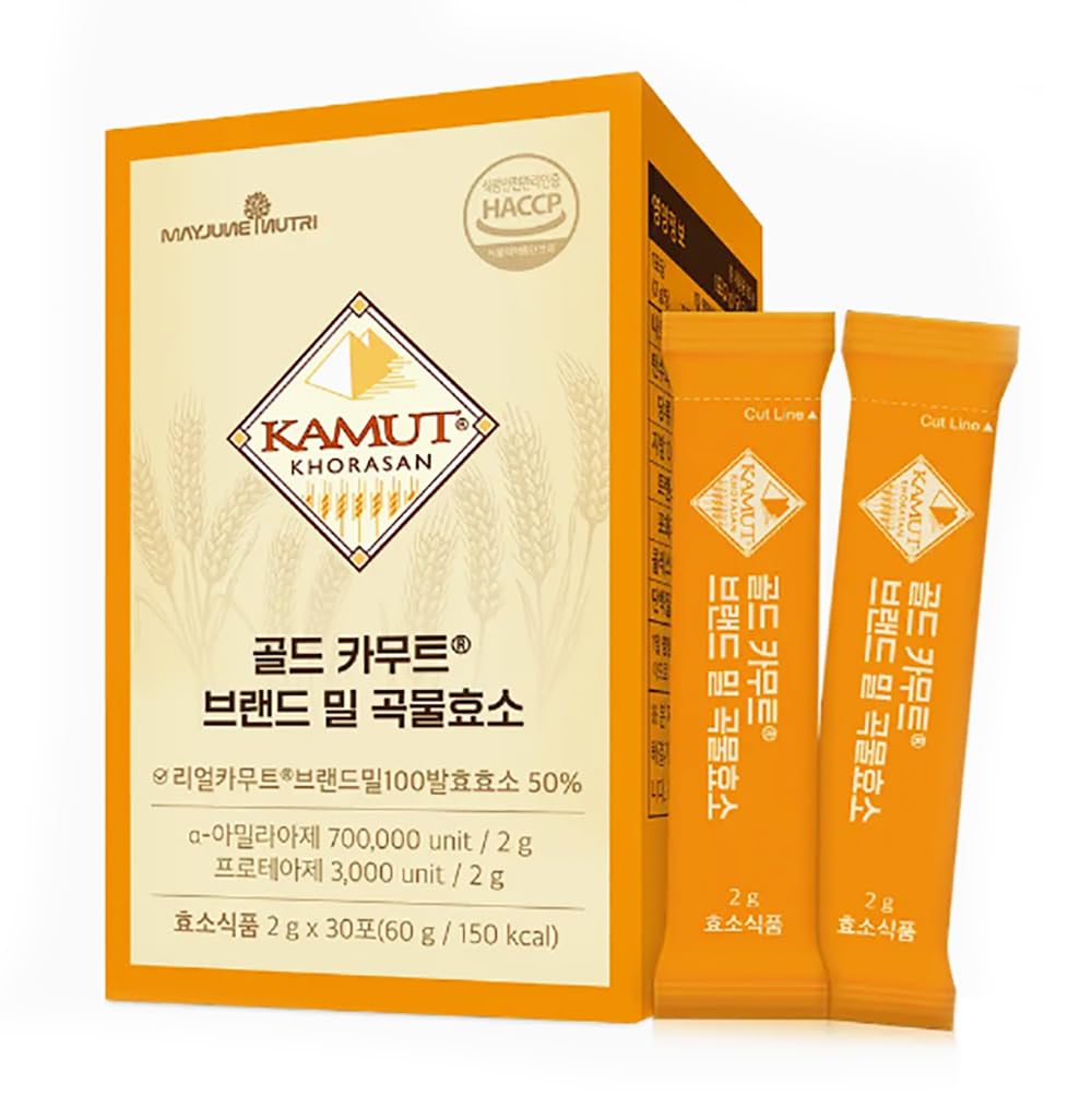 Gold Kamut Brand Wheat Grain Enzyme/골드 카무트 브랜드 밀 곡물효소 – Ideal for Flour, Pasta, Salads, Soups – High in Fiber & Protein (1 Box(30 sticks), Gold Kamut)