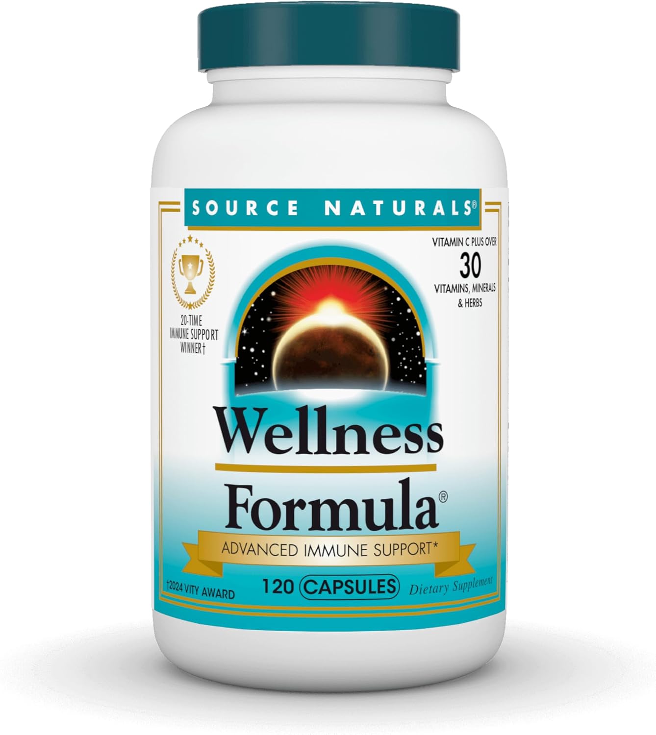 Source Naturals Wellness Formula Bio-Aligned Vitamins & Herbal Defense for Advanced Immune Support* – Dietary Supplement & Immunity Booster – 120 Capsules