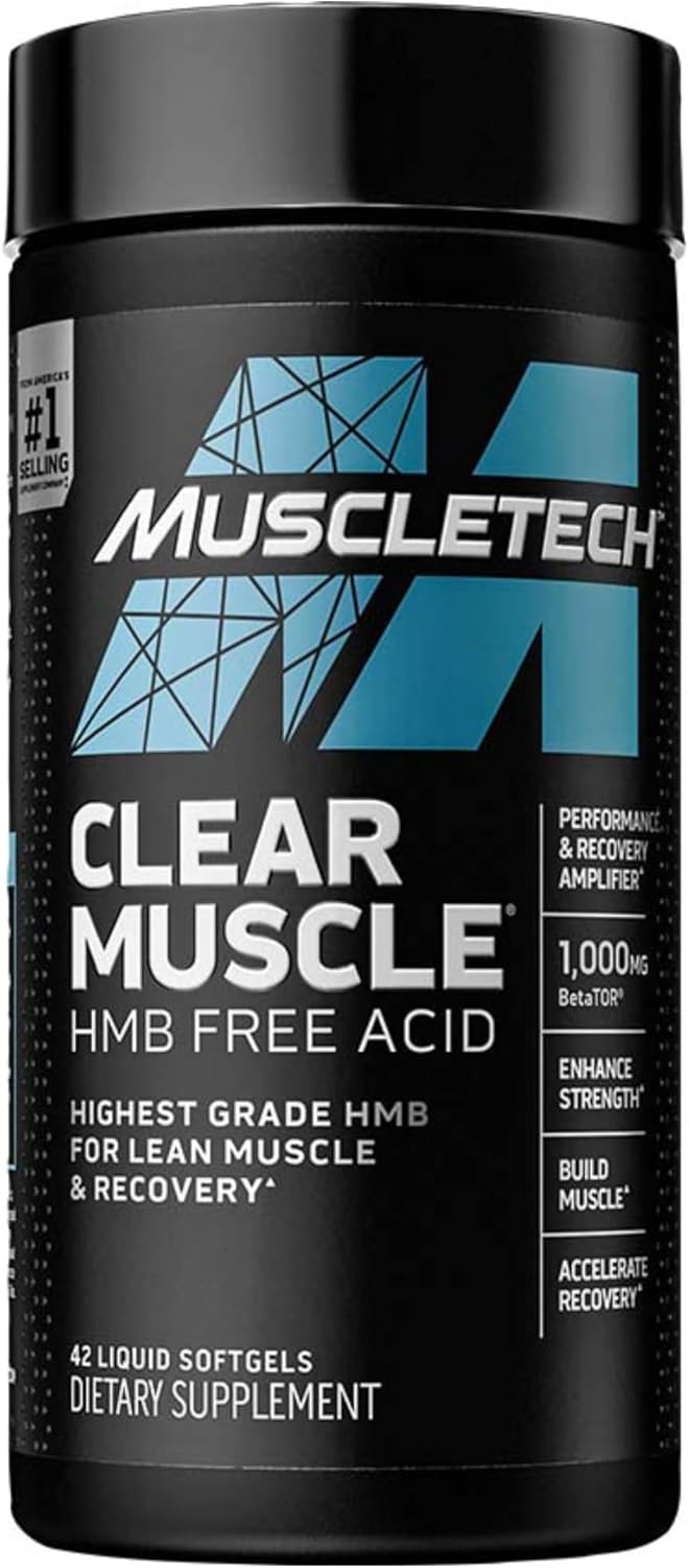 Muscletech HMB Supplements 1000mg, Clear Muscle (42 Liquid Softgels) – Highest Grade HMB for Lean Muscle & Recovery – HMB Free Acid Muscle Supplement – Help Decrease Muscle Breakdown