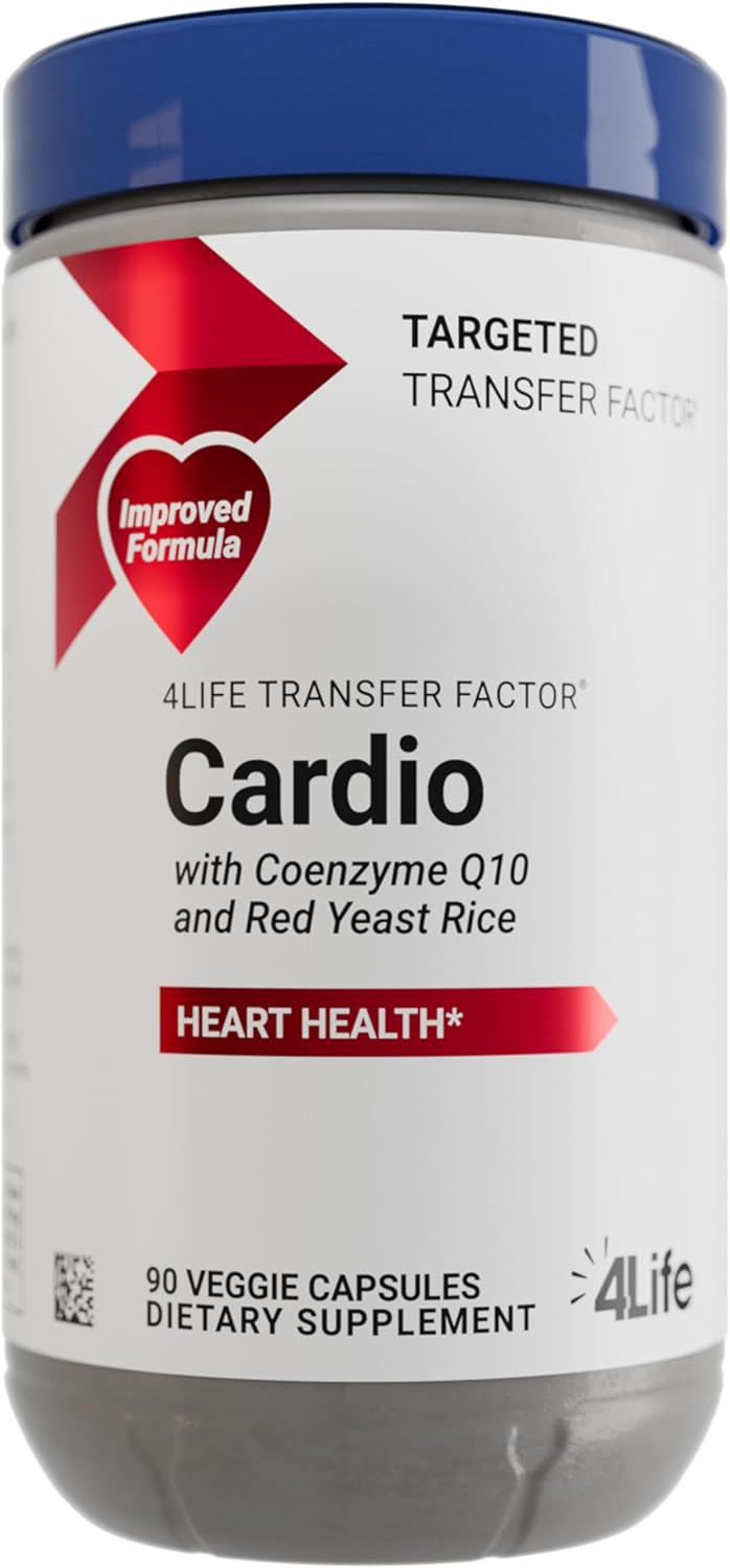 4Life Transfer Factor Cardio – Targeted System Support Dietary Supplement with Ginkgo Biloba, Garlic, Red Yeast Rice, and Resveratrol – 90 Capsules