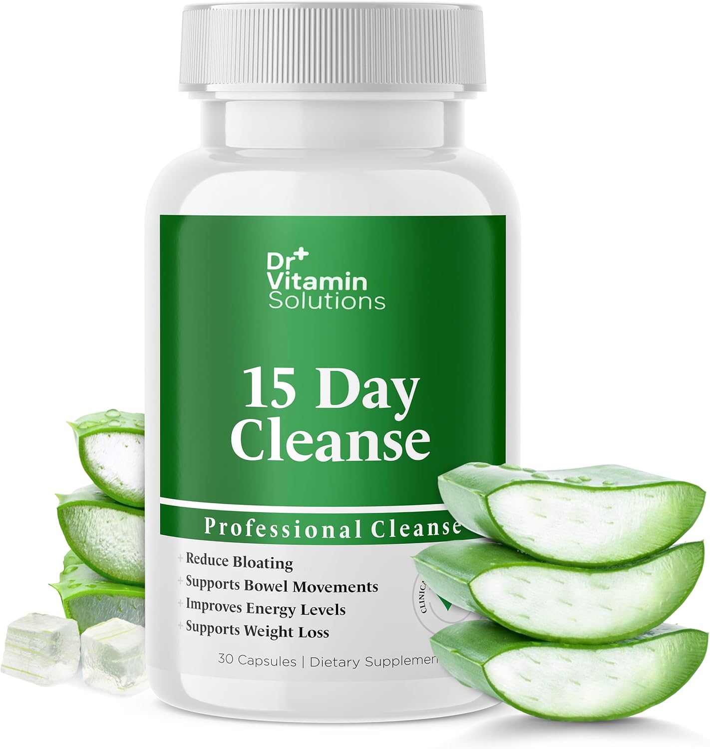 15 Day Cleanse Gut Support, Detox for Men & Women, All Natural Colon Cleanser for Bloating and Constipation Relief, Extra Calorie Loss with Healthy Probiotics – 30 Capsules