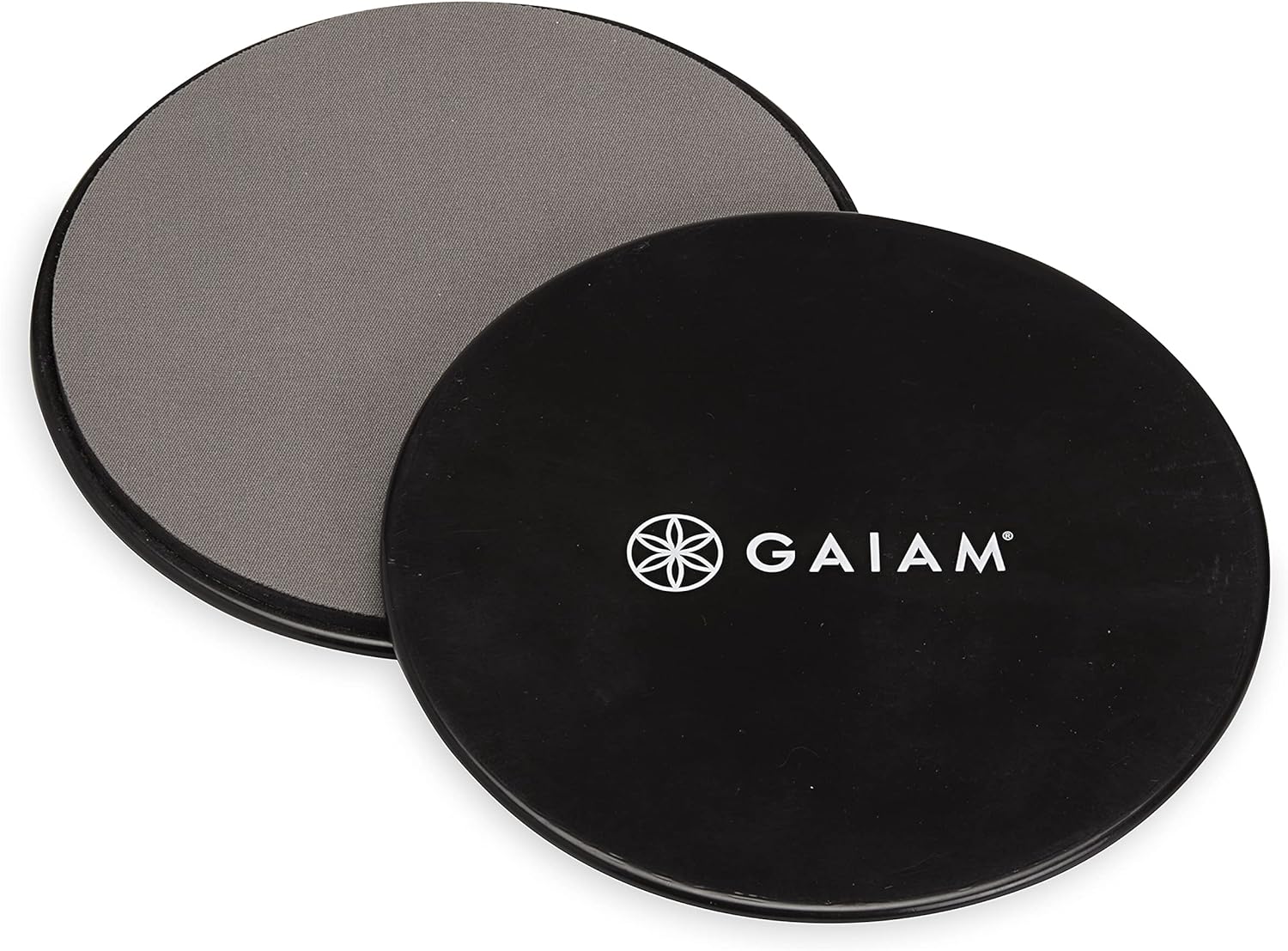 Gaiam Core Sliding Discs – Dual Sided Workout Sliders for Carpet & Hardwood Floor – Home Ab Pads Exercise Equipment Fitness Sliders for Women and Men, Grey/Black