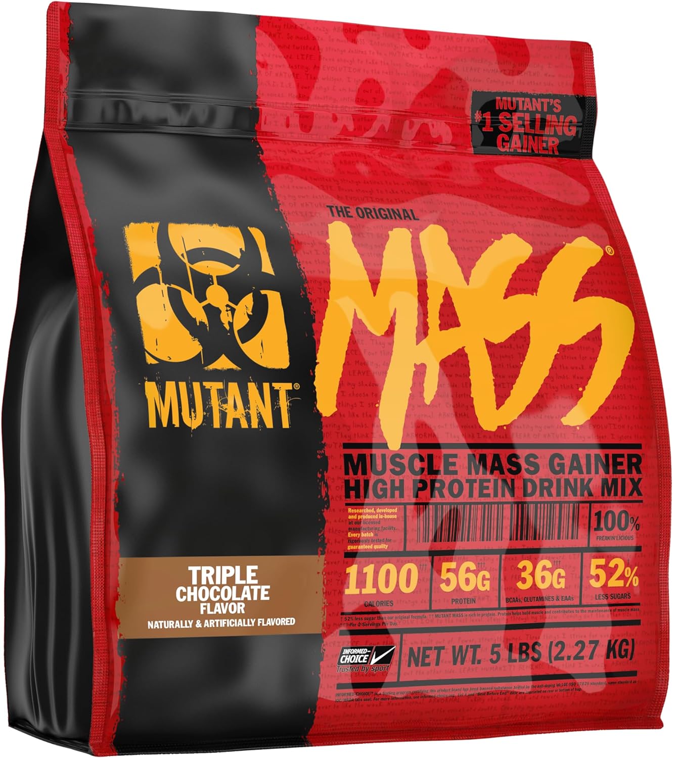 Mutant Mass | Weight Mass Gainer Protein Powder – high Calorie Protein Powder for Mass gain – Triple Chocolate – 5 Pound