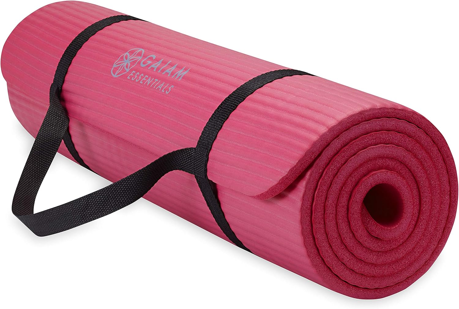 Gaiam Essentials Thick Yoga Mat Fitness & Exercise Mat with Easy-Cinch Yoga Mat Carrier Strap, 72″L x 24″W x 2/5 Inch Thick