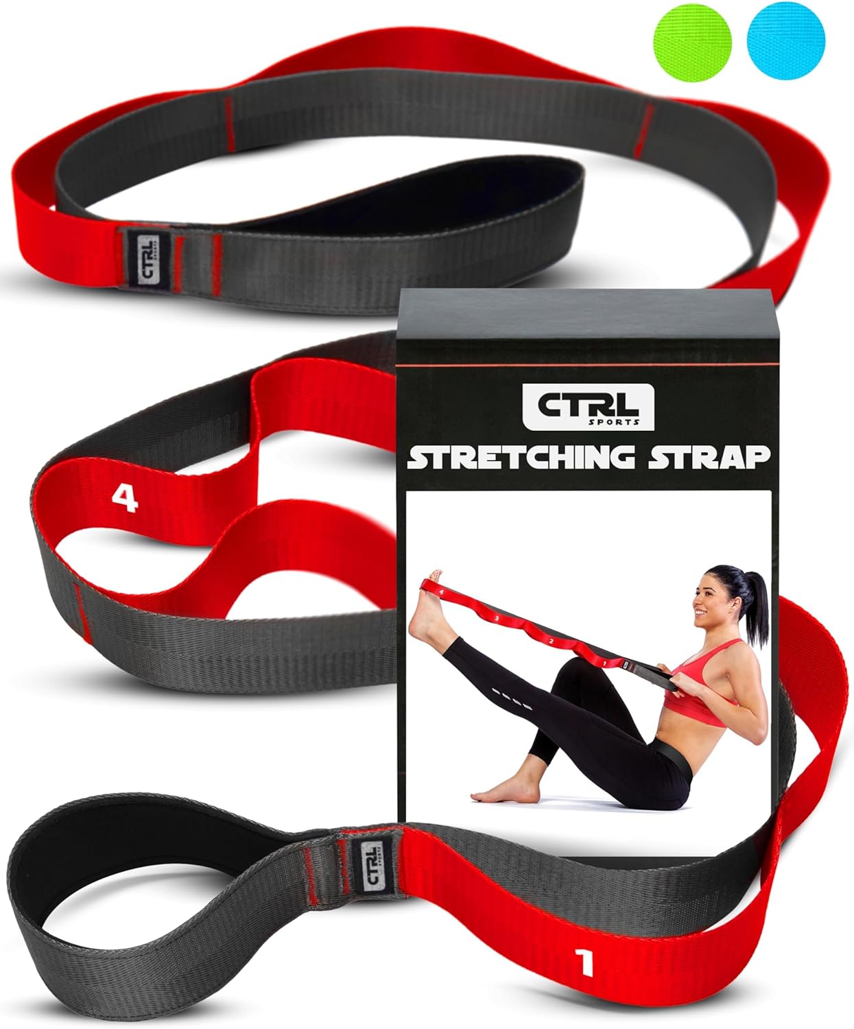 Stretching Strap with Loops – Non Elastic Stretch Band for Physical Therapy, Yoga Strap for Stretching Equipment, Stretch Bands for Exercise and Flexibility – Fascia, Hamstring & Leg Stretcher Belt