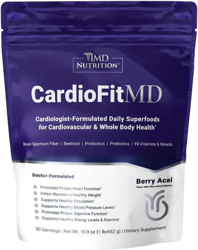 1MD Nutrition CardioFitMD – Vegan Beets Superfood Keto-Friendly – Nitric Oxide Supplement – Beet Root Powder – High Fiber Drink – 30 Days