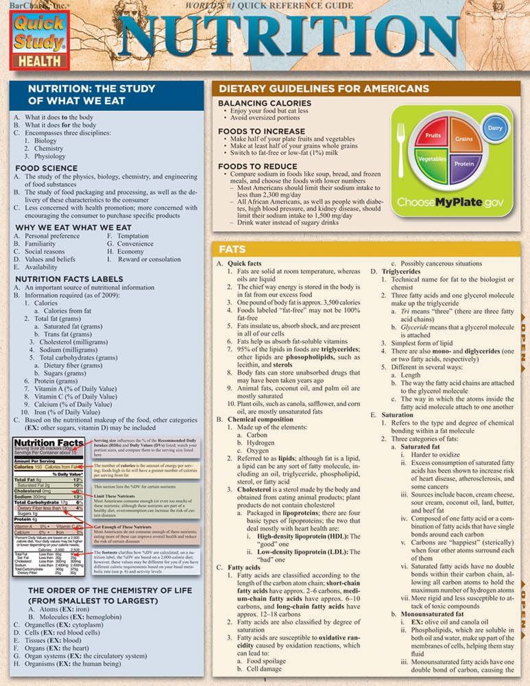 Nutrition QuickStudy Laminated Reference Guide