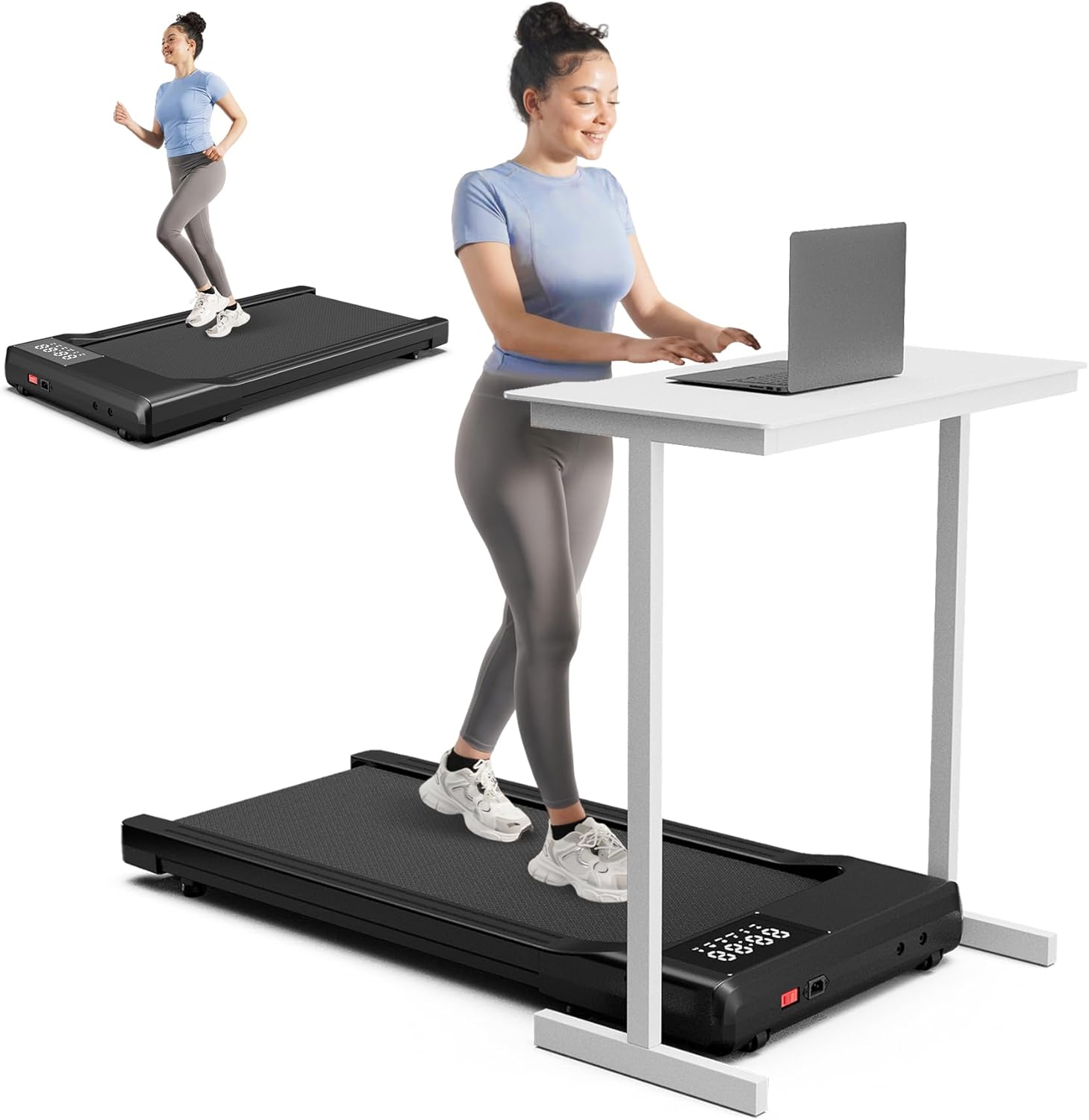 SupeRun Walking Pad, Under Desk Treadmill, 3 in 1 Portable Treadmill with Remote Control LED Display, 2.5 HP Quiet Walking Jogging Machine for Office Home Use, 250 Lbs Capacity