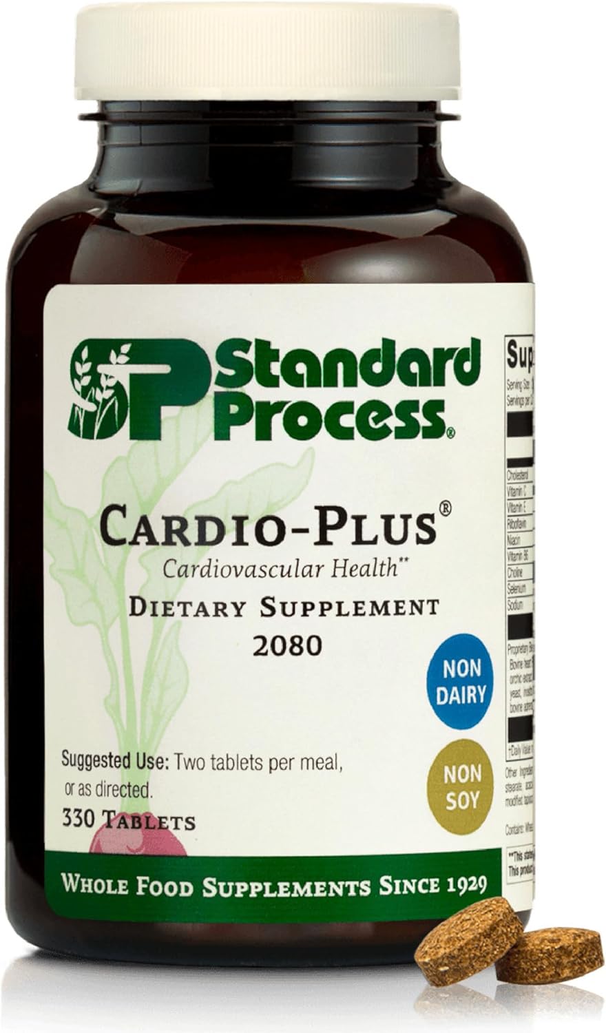 Standard Process Inc. Cardio-Plus – Antioxidant Support – Heart Health, Circulation & Blood Flow Supplement with Vitamin B6, Niacin & Riboflavin – Energy Metabolism Supplement – 330 Tablets