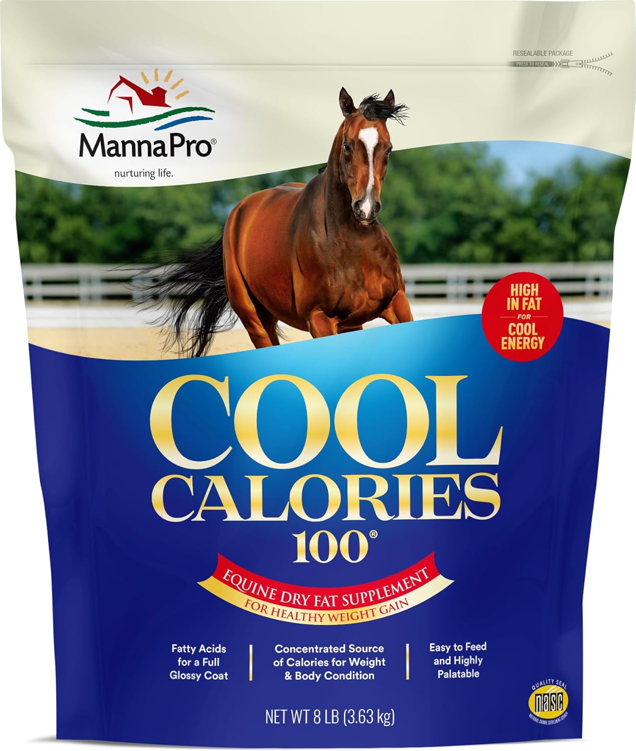 Manna Pro Cool Calories 100 – Equine Dry Fat Supplement for Healthy Weight Gain – 8 Pounds