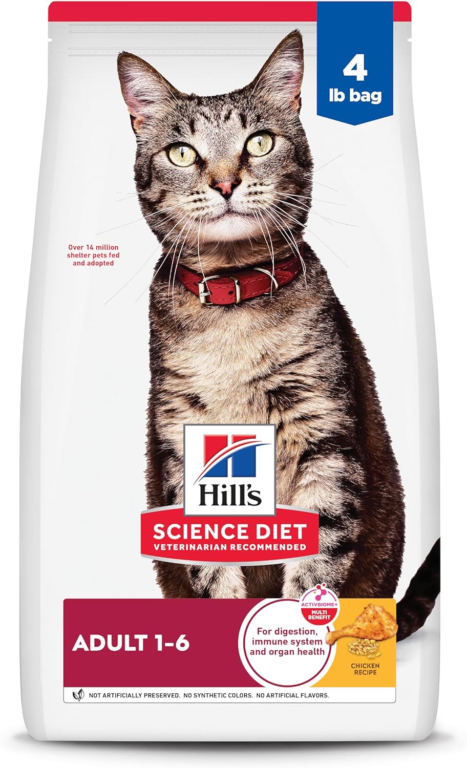 Hill’s Science Diet Adult 1-6, Adult 1-6 Premium Nutrition, Dry Cat Food, Chicken Recipe, 4 lb Bag