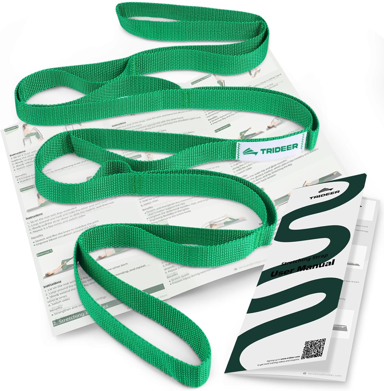 Trideer Stretching Strap Yoga Strap for Physical Therapy, 10 Loops Yoga Straps for Stretching, Non-Elastic Stretch Strap for Pilates, Exercise, Stretch Band for Women & Men