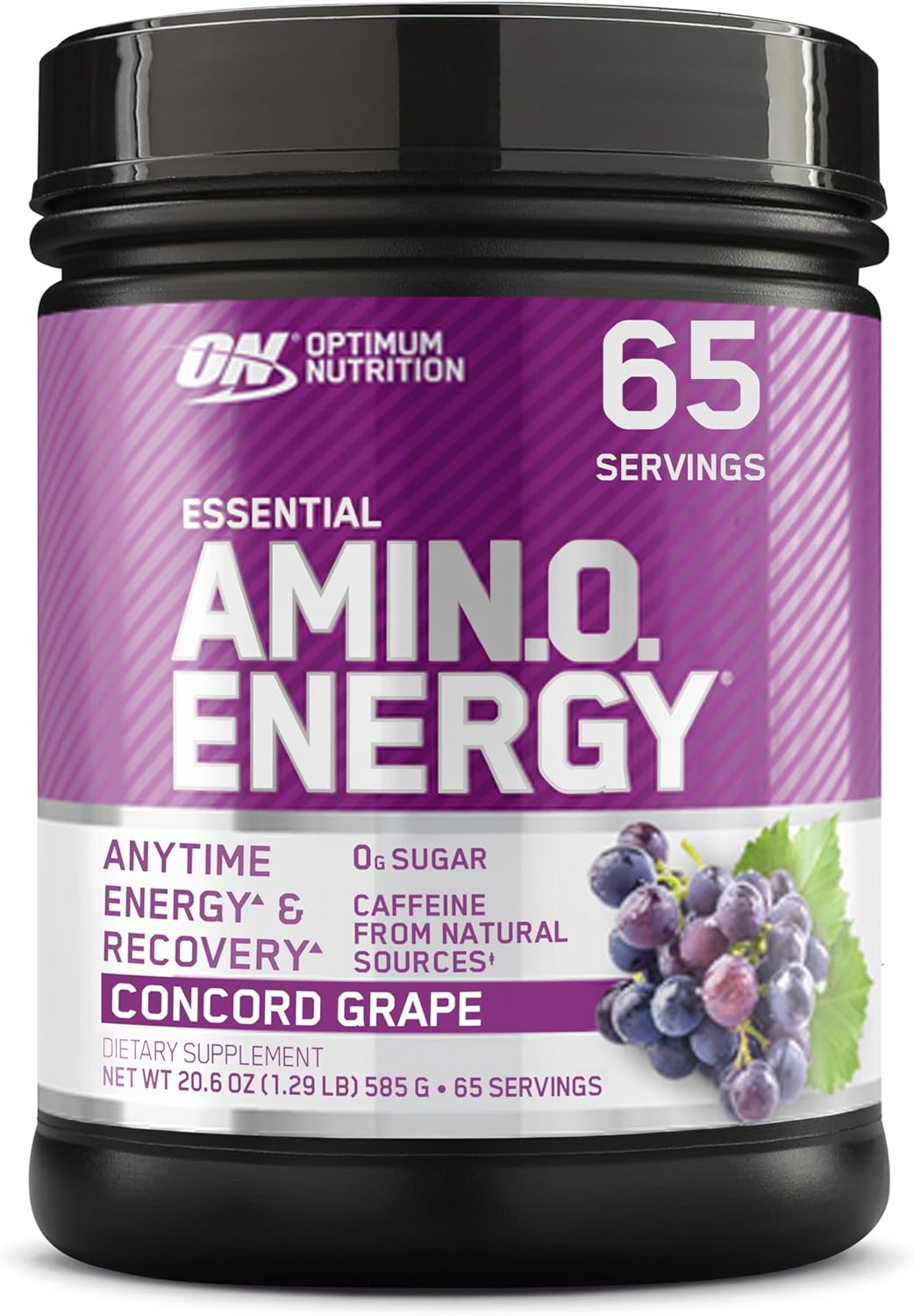 Optimum Nutrition Amino Energy – Pre Workout with Green Tea, BCAA, Amino Acids, Keto Friendly, Green Coffee Extract, Energy Powder – Concord Grape, 65 Servings (Packaging May Vary)