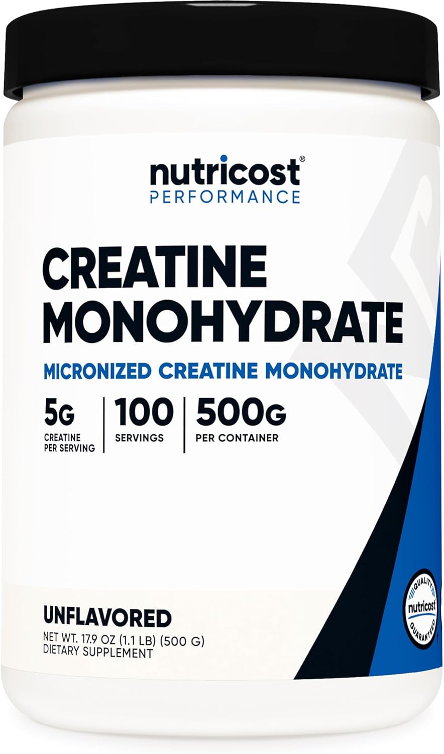 Nutricost Creatine Monohydrate Micronized Powder 500G, 5000mg Per Serv (5g) – 100 Servings, 17.9 Oz