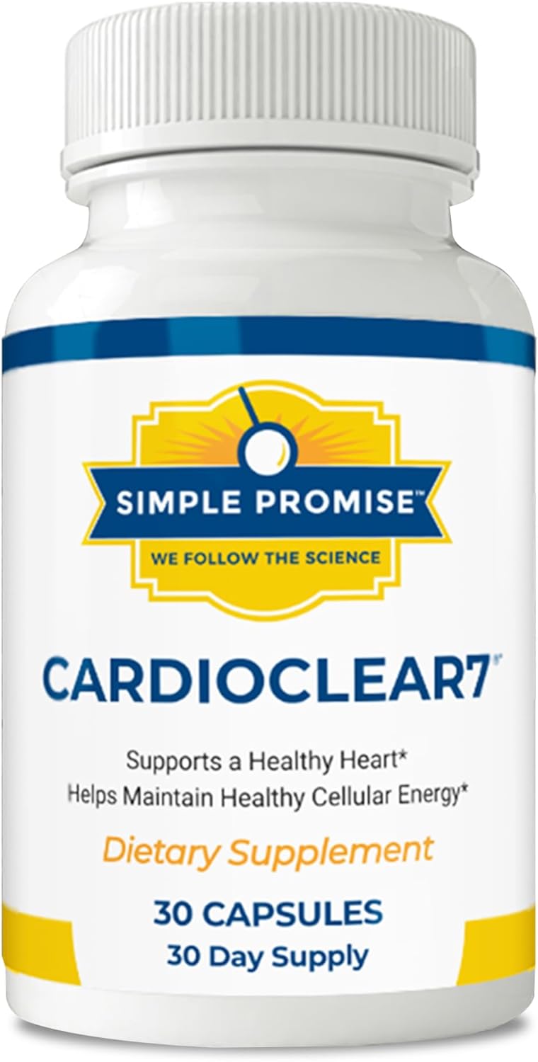 Simple Promise Cardio Clear 7 – Heart Health Supplements with PQQ and Coenzyme Q10 – CoQ10 Supplement to Maintain Cellular Energy and Circulation, with Shilajit for Better Absorption – 30 Capsules