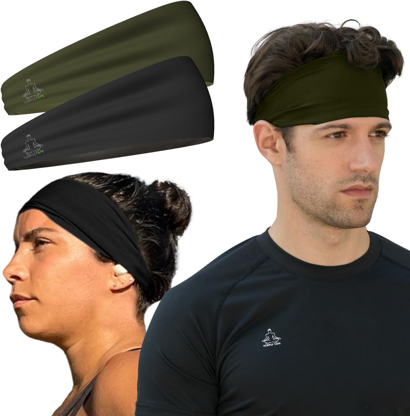 Headbands for Men and Women – Mens Sweatband & Sports Headband Moisture Wicking Workout Sweatbands for Running, Cross Training, Yoga and Bike Helmet Friendly