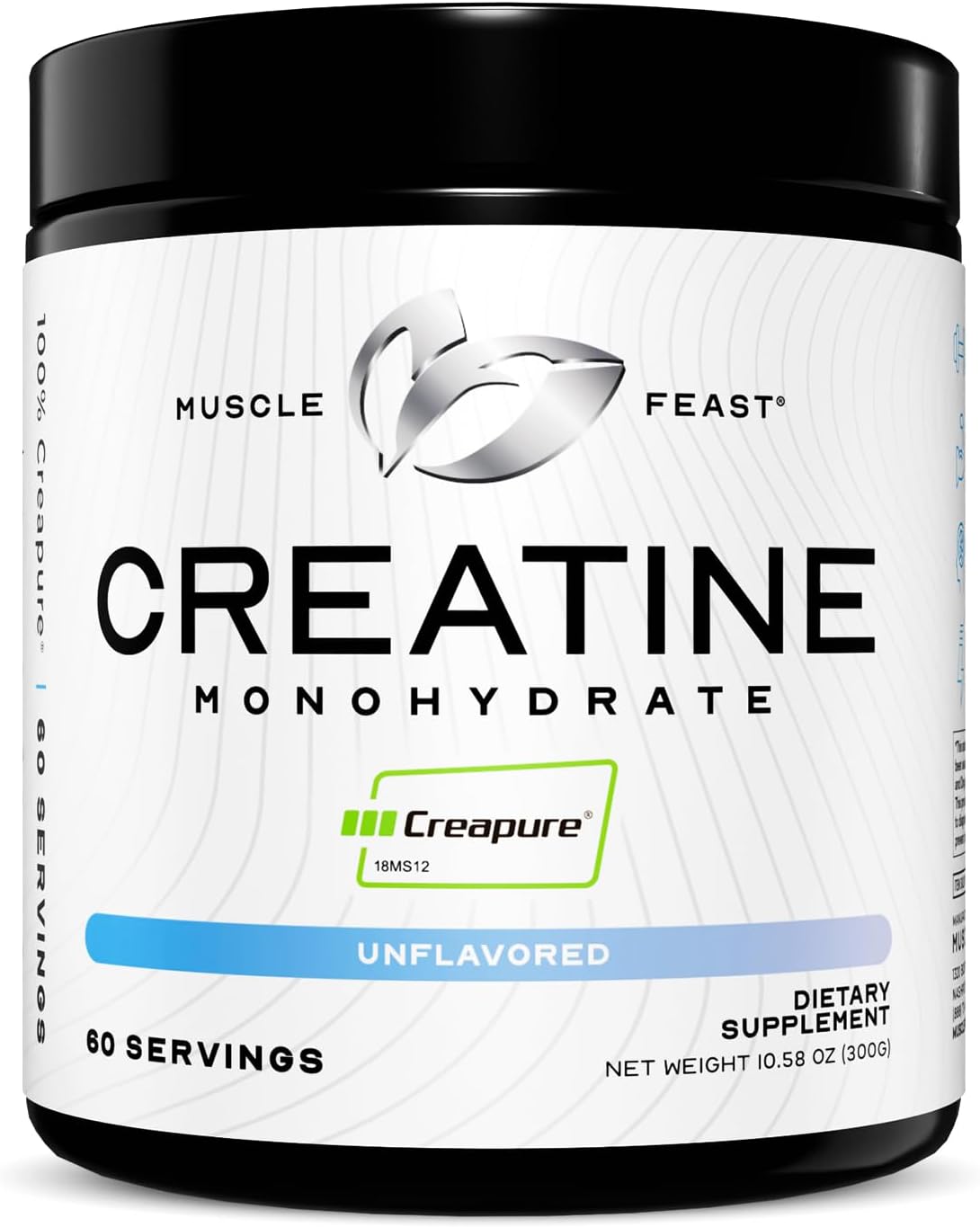 Muscle Feast Creapure Creatine Monohydrate Powder, Vegan Keto Friendly Gluten-Free, Mass Gainer, Muscle Recovery Supplement and Trusted Creatine for Muscle Growth, Creatine Powder, Unflavored, 300g