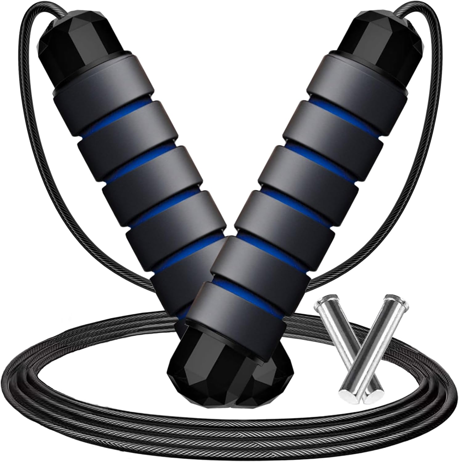 Adjustable Weighted Jump Rope, 9ft Long Tangle-Free Rapid Speed Jumprope for Exercise Calisthenics Fitness Jumping Skipping Double Dutch Boxing Crossfit, Workout Stuff for Women Men Kids Adult