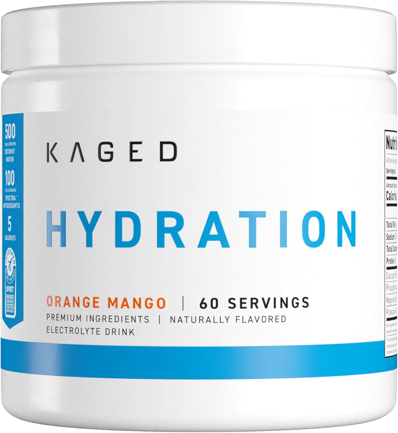 Kaged Electrolyte Hydration Powder Hydracharge Orange Mango Sports Drink for Men and Women Pre, Post, Intra Workout Supplement 60 Servings