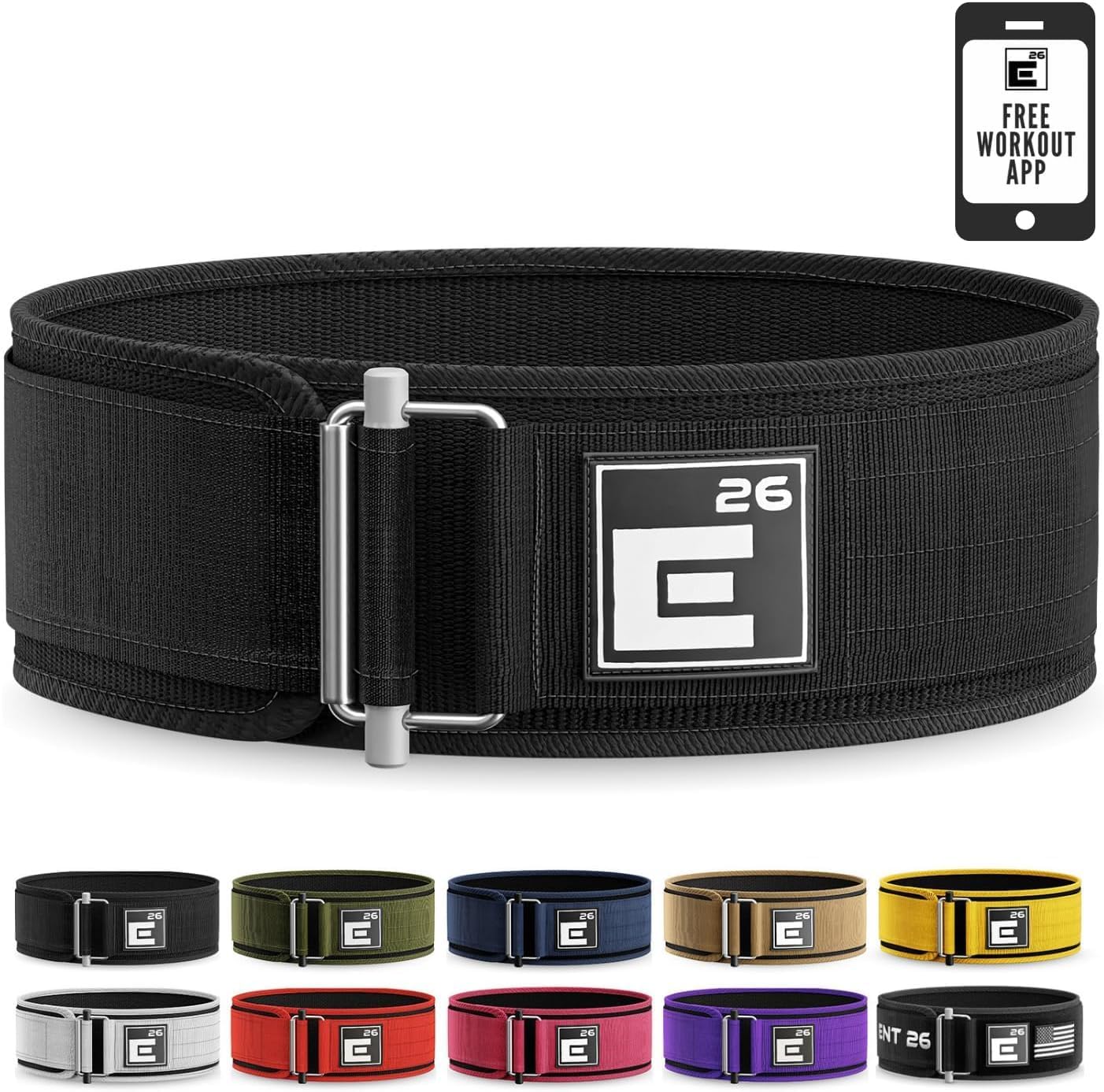 Element 26 Self-Locking Weight Lifting Belt – Premium Weightlifting Belt for Serious Functional Fitness and Olympic Lifting Athletes – Lifting Support for Men and Women – Deadlift Training Belt