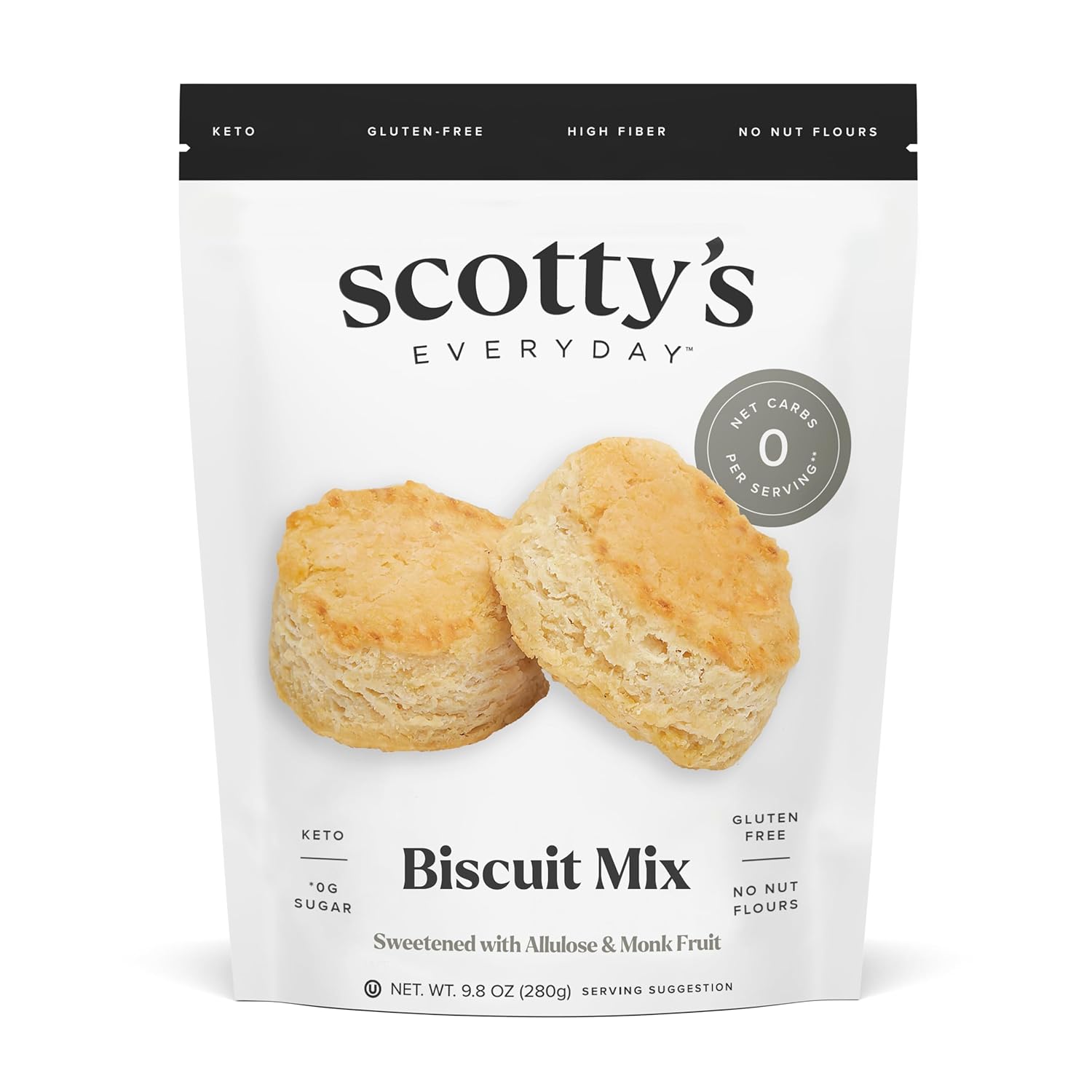 Scotty’s Everyday – Keto Biscuit Zero Carb Mix – 0g Net carbs, 0g Added Sugar, Gluten-Free, High Fiber – No Nut Flours – 9.8oz, Pack of 1