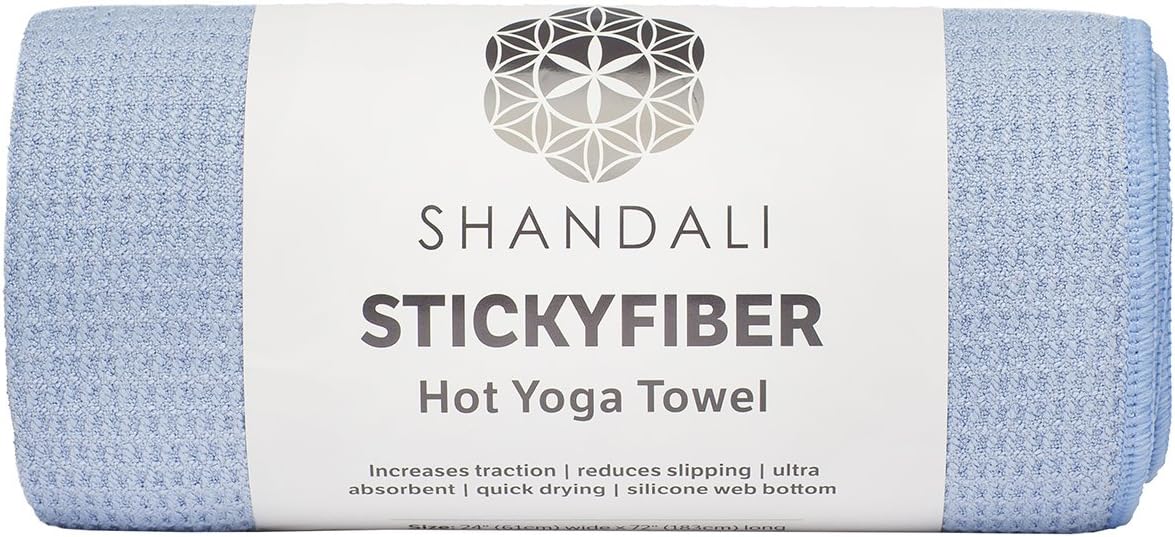 Shandali Hot Yoga Towel – Mat-Sized, Microfiber, Super Absorbent, Anti-Slip, Injury Free, 24″ x 72″ – Best Bikram Yoga Towel – Exercise, Fitness, Pilates Gear