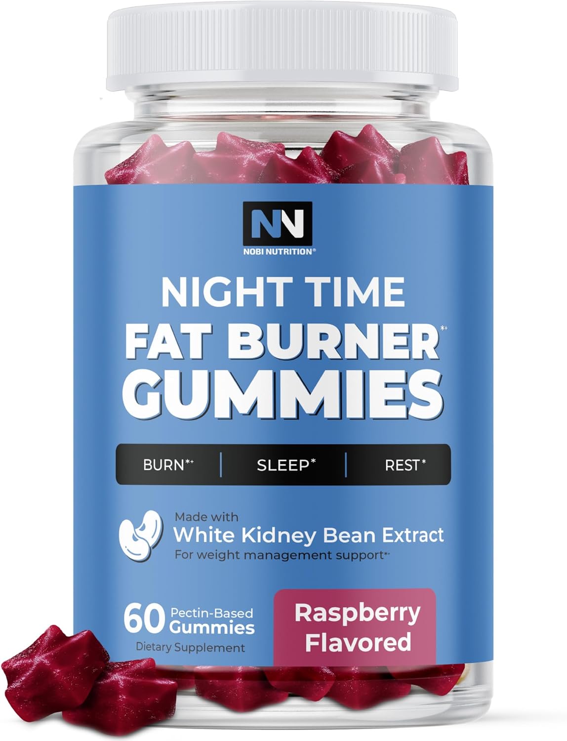 Night Time Fat Burner Gummies, Sleep Support & Weight Loss Supplement | Slimming Hunger Suppressant & Metabolism Booster, Shred Belly Fat While You Sleep | Nighttime Diet Gummies for Women & Men 60ct