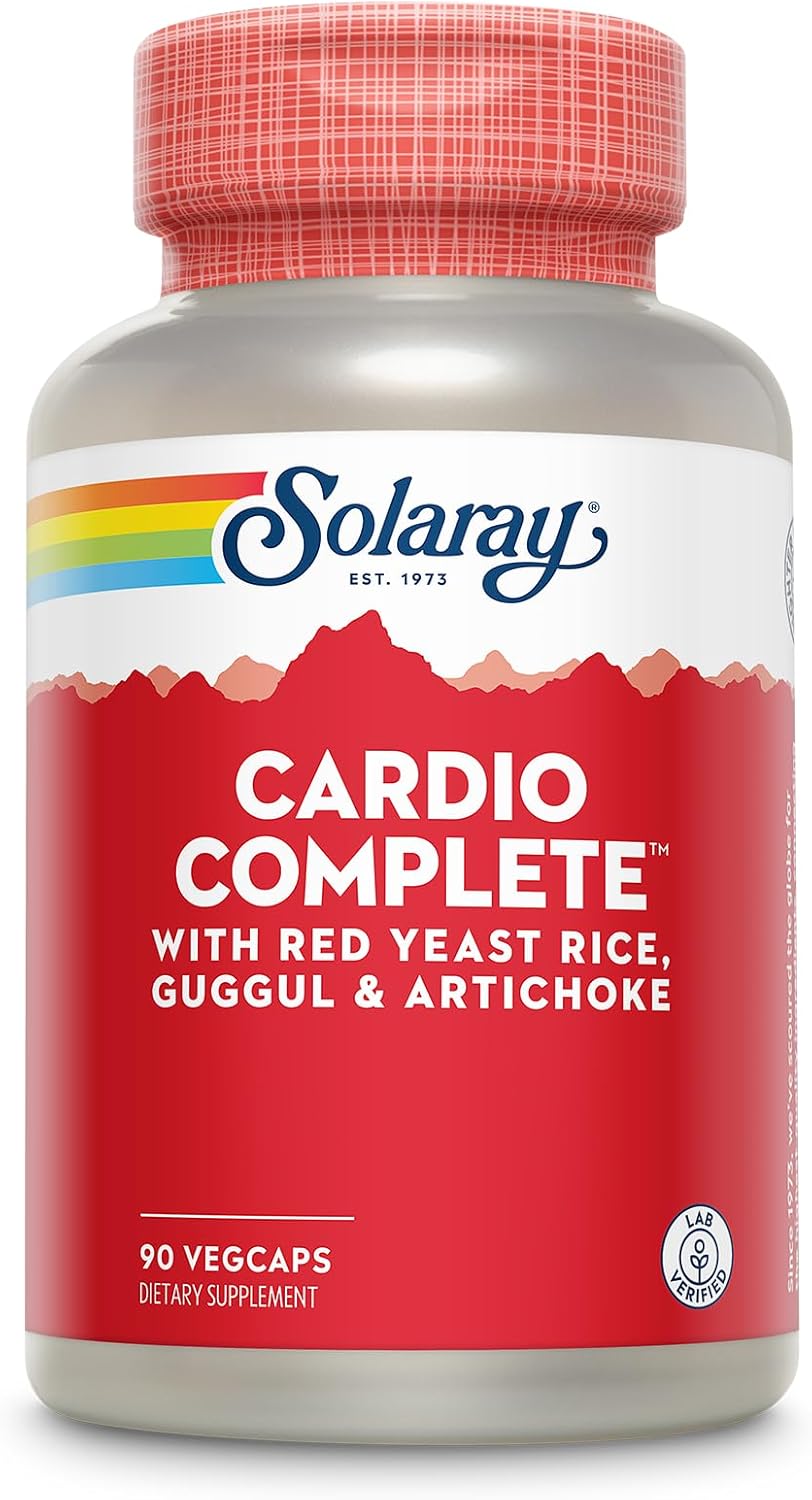 SOLARAY Cardio Complete with Red Yeast Rice, Guggul & Artichoke Extracts, Plus B Vitamins and More – Lab Verified, 60-Day Guarantee – 45 Servings, 90 VegCaps