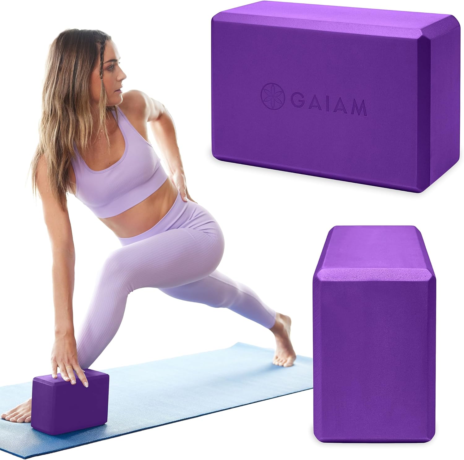 Gaiam Yoga Block – Supportive Latex-Free Eva Foam – Soft Non-Slip Surface with Beveled Edges for Yoga, Pilates, Meditation – Yoga Accessories for Stability, Balance, Deepen Stretches