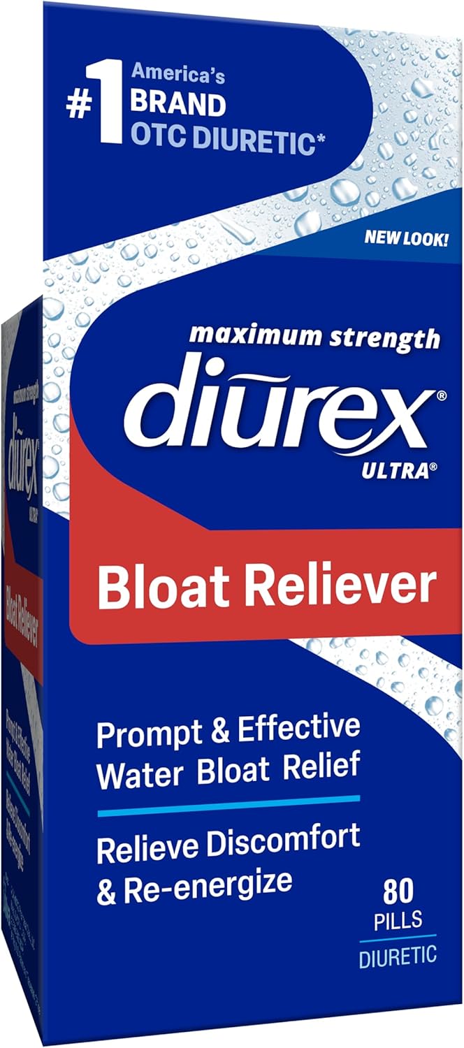 Diurex Ultra Re-Energizing Water Pills – Relieve Water Bloat – Feel Better & Less Heavy – 80 Count