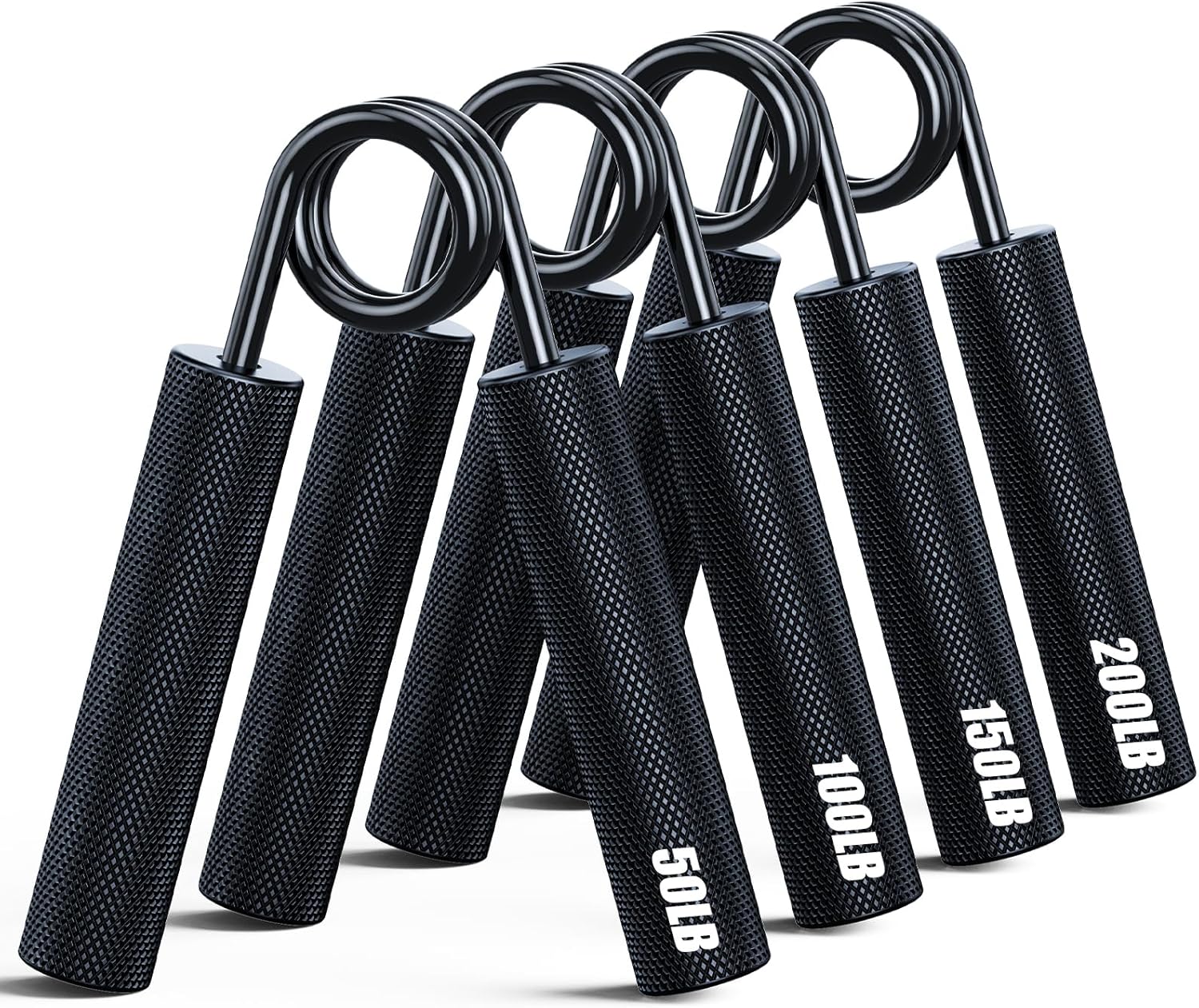 Grip Strength Trainer 4 Pack,50LB-200LB Metal Hand Grip Strengthener,Non-Slip Heavy-Duty Forearm Exerciser,Hand Gripper for Muscle Building and Hand Rehabilitation Exercising