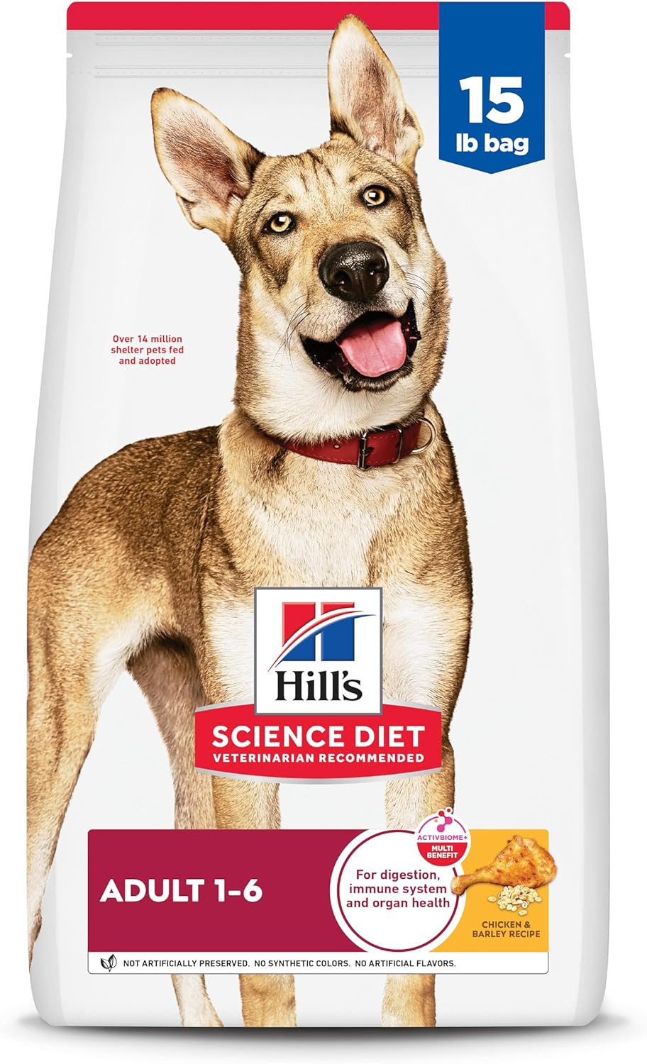 Hill’s Science Diet Adult 1-6, Adult 1-6 Premium Nutrition, Dry Dog Food, Chicken & Barley, 15 lb Bag