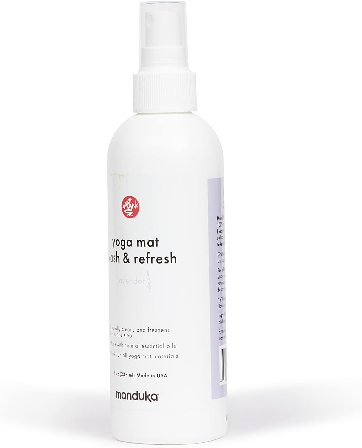 Manduka Yoga Mat Wash and Refresh – 100% Natural Essential Oil Yoga Mat Cleaning Spray, Fitness Equipment and Gym Accessories Cleaner, Non-irritating, Pet Friendly – Lavender Scent, 8 oz