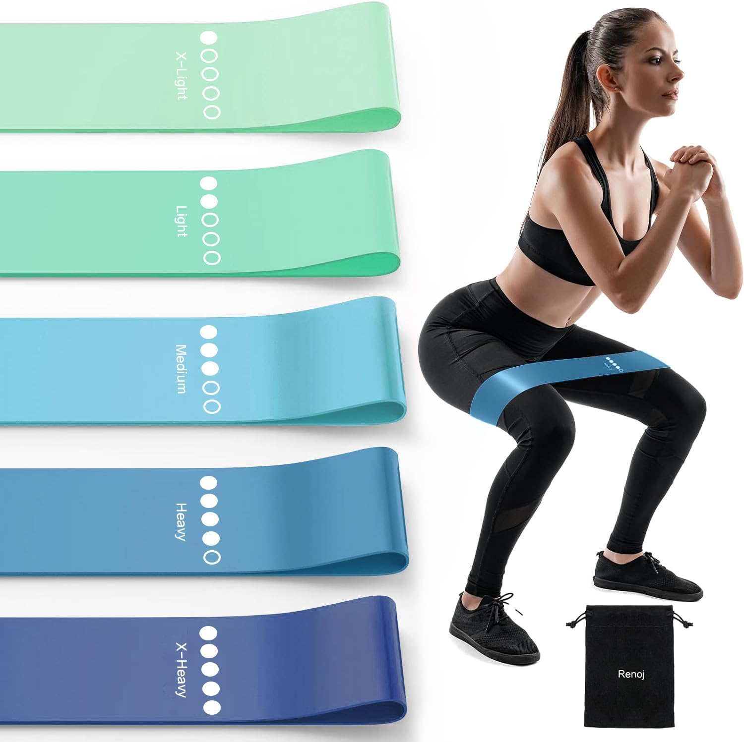 Resistance Bands for Working Out, Elastic Exercice Loop Bands for Physical Therapy, Yoga Starter Set of Stretch Bands for Booty Legs, Pilates Flexbands