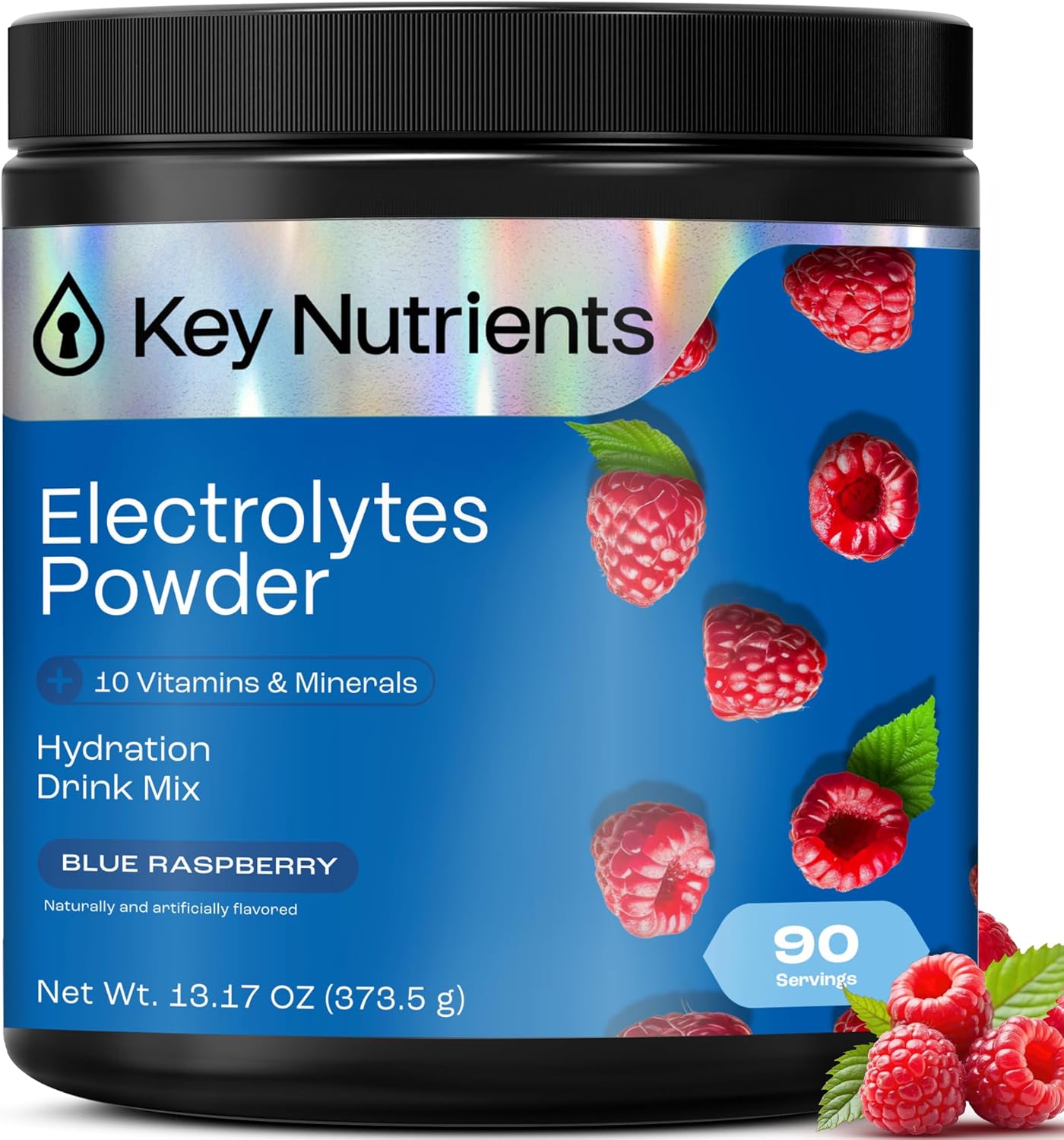 KEY NUTRIENTS Multivitamin Electrolytes Powder No Sugar – Sweet Blue Raspberry Electrolyte Powder – Endurance & Energy Supplement – Hydration Powder – No Calories – 90 Servings – Made in USA