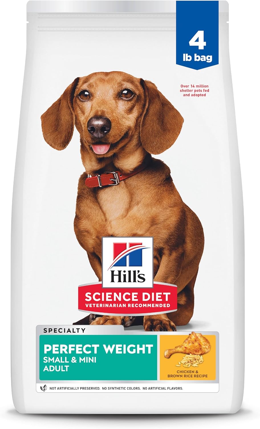 Hill’s Science Diet Perfect Weight, Adult 1-6, Small & Mini Breeds Weight Management Support, Dry Dog Food, Chicken Recipe, 4 lb Bag