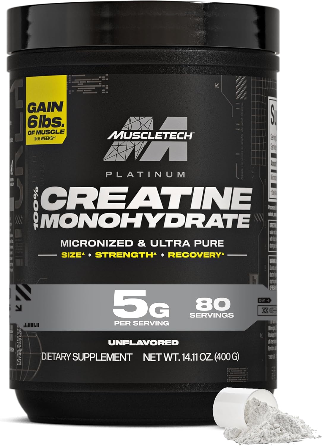 MuscleTech Creatine Monohydrate Powder, Platinum Pure – Unflavored Micronized Creatine for Men & Women – Workout Supplements for Performance, Muscle Recovery & Builder-(80 Servings) Packaging May Vary