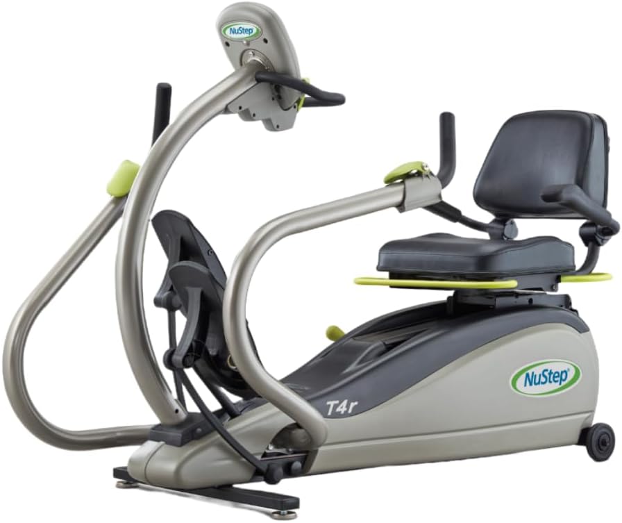 NuStep T4r Recumbent Cross Trainer Stepper, Gray/Green, Low-Impact Exercise with Adjustable Arm & Leg Position, 360-Degree Swivel Seat, Engaging Programs, & Compatible with Free NuStep Wellness App
