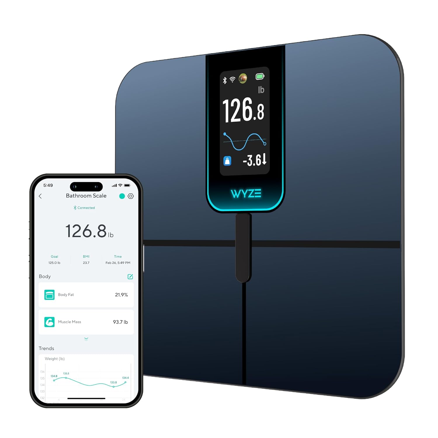 Ultra, Smart Scale with 4.3″ Color Display, Digital Bathroom Scale for Body Weight BMI Muscle Mass Composition, Wi-Fi & Bluetooth Body Fat Scale with Heart Rate, 400 lbs (Black)