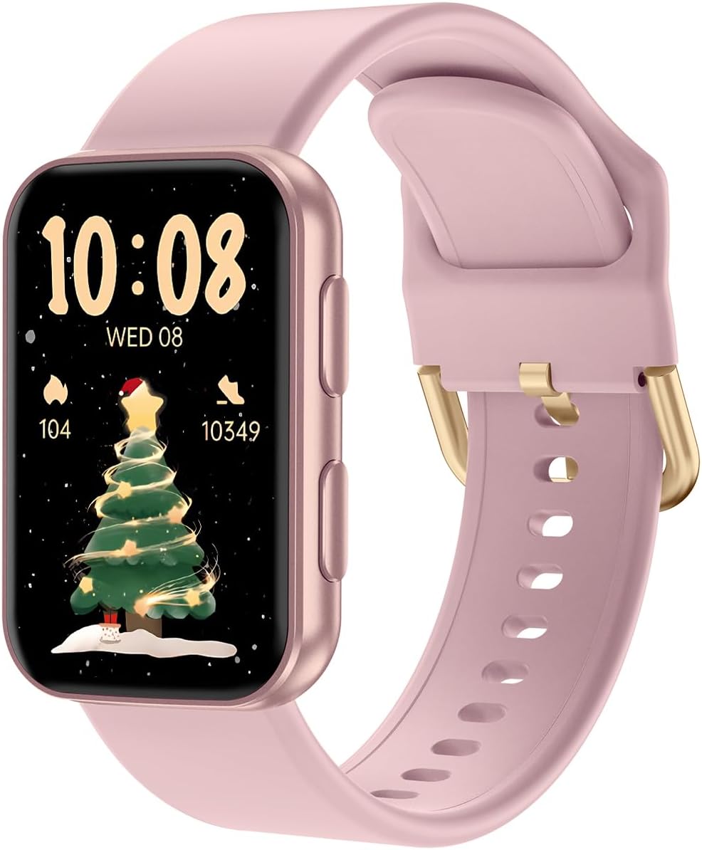 MorePro Health Fitness Tracker with Blood oxy-gen Monitor and 24/7 Heart Rate and Blood Pressure, Sleep Monitor, 120+ Sport Modes Waterproof Fitness Watch for Women Men Android iOS, Pink