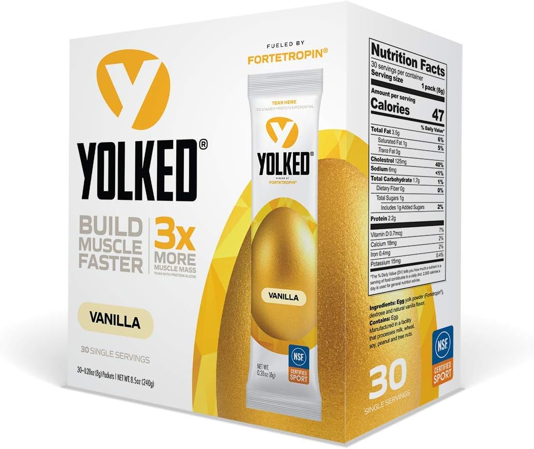 YOLKED – NSF-Certified Muscle Building Supplement – Help Increase Lean Muscle, Reduce Muscle Loss, and Improve Recovery with Fortetropin, 30 Servings