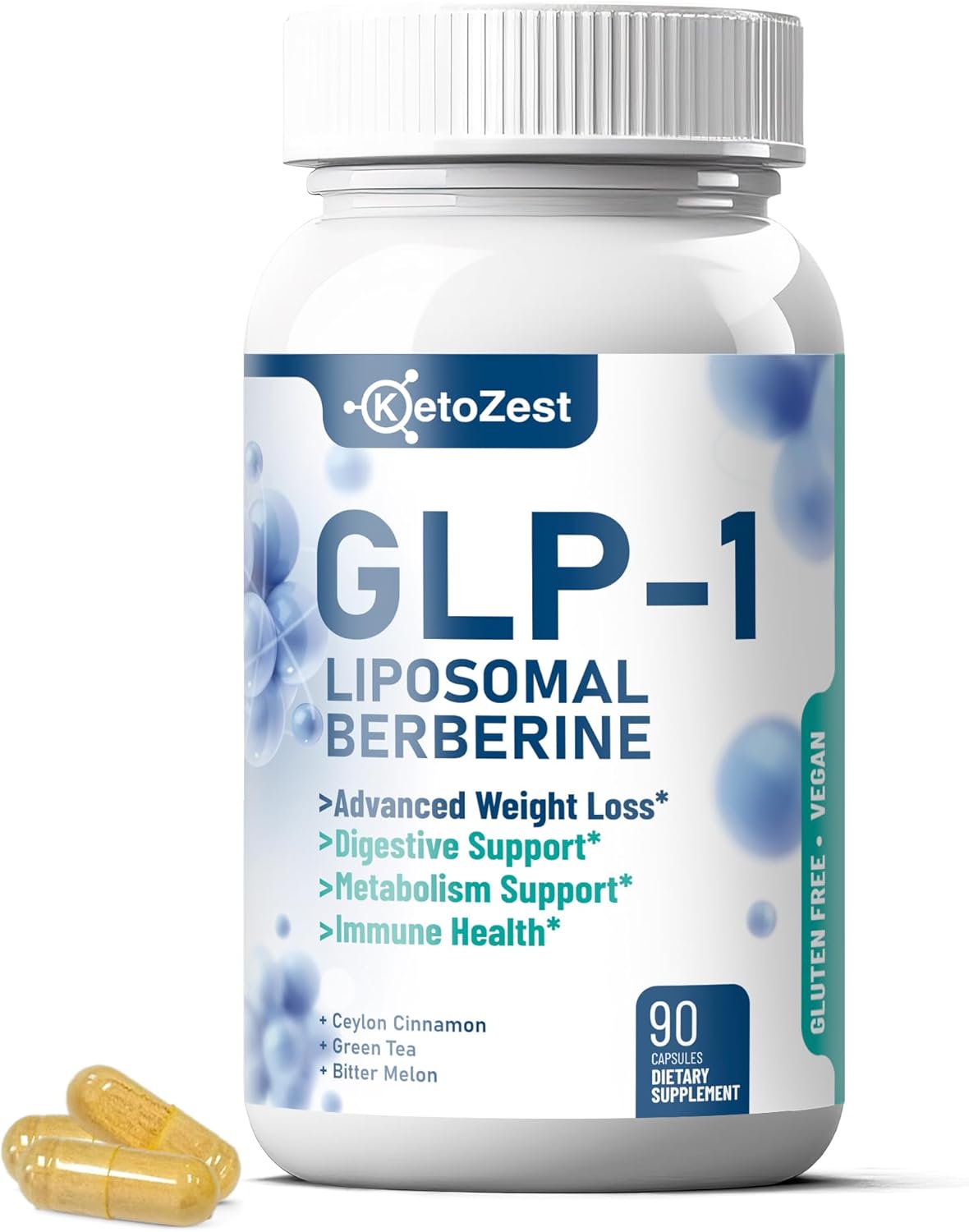 GLP-1 Weight Loss Support Supplement – 15-in-1 GLP1 Booster for Support Weight Management Appetite Suppressant Fat Burn for Women Men – with Liposomal Berberine HCl Bitter Melon Citrus
