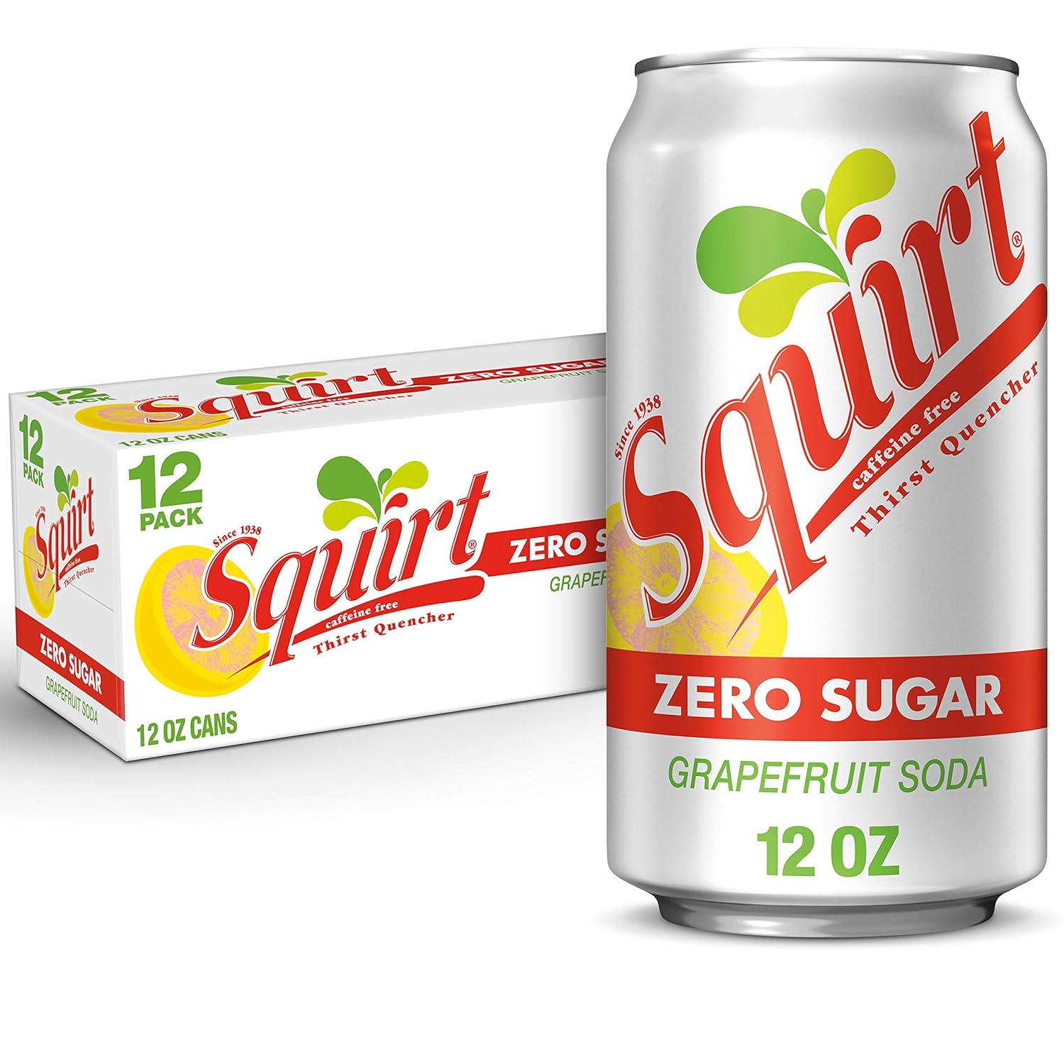 Squirt Zero Sugar Grapefruit Soda, 12 fl oz cans, 12 pack