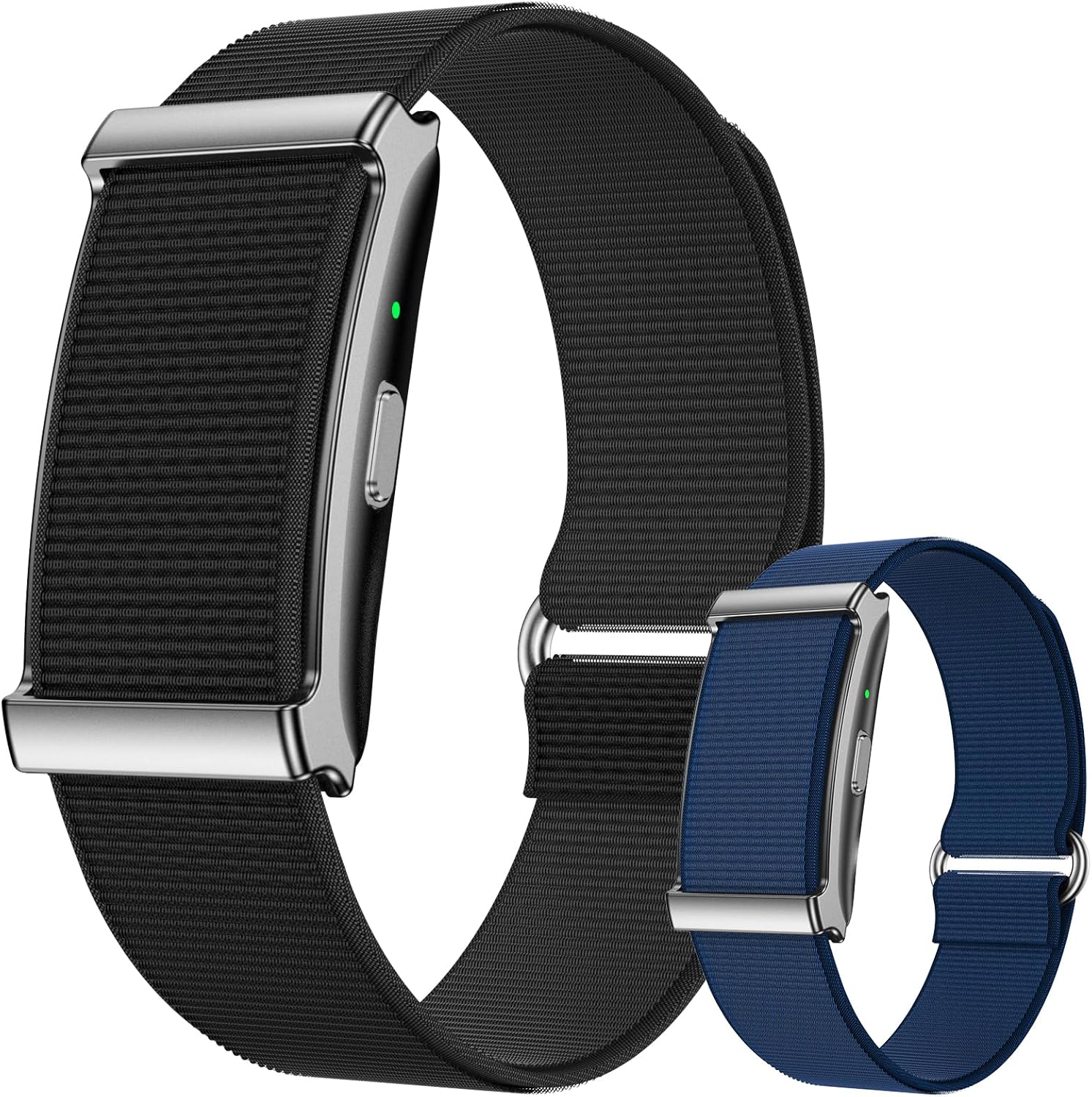 Smart Activity Fitness Tracker, Heart Rate Sleep Monitor, GPS Tracking, 120+ Sport Modes, 30-Day Battery, 4 Bands Black & Blue