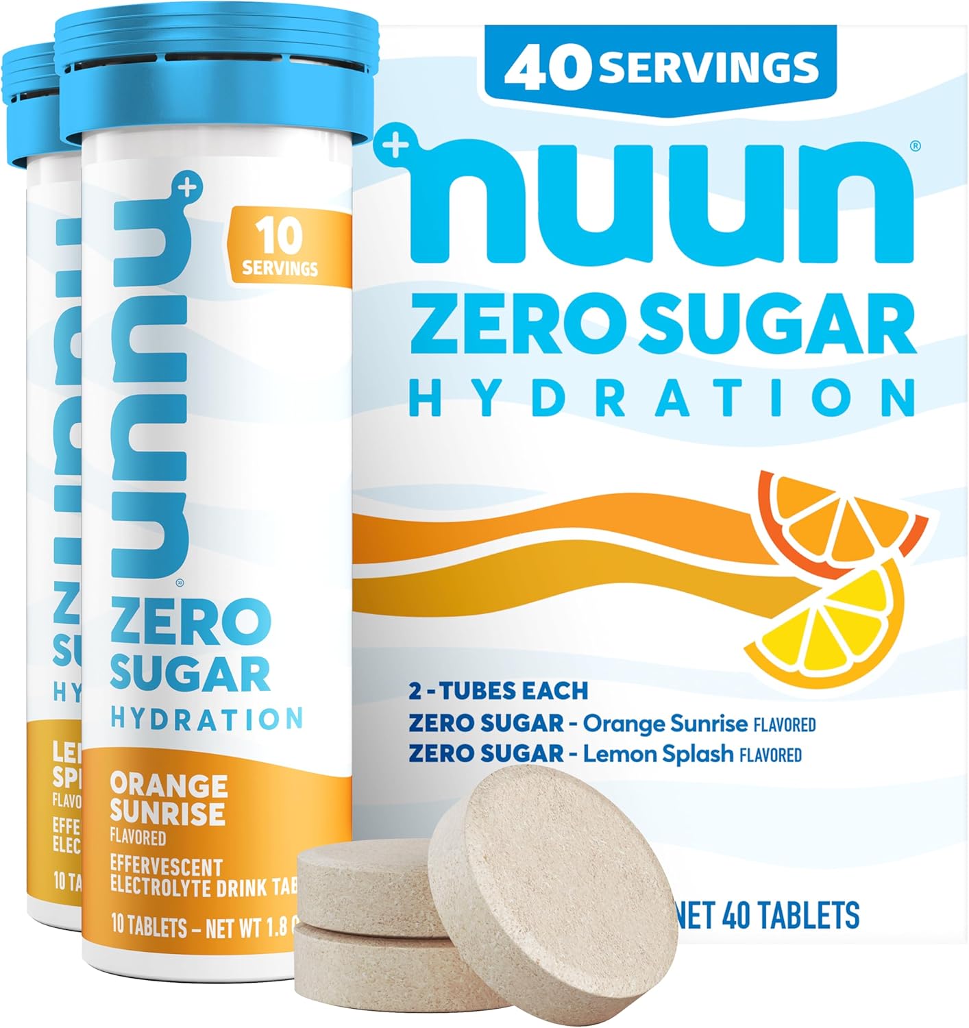 Nuun Zero Sugar Hydration Electrolyte Tablets – Sodium, Potassium, Chloride, Calcium, Magnesium, Light & Delicious Fruit Flavors, No Sugar, Gluten Free, Vegan, Mixed Citrus 4 Pack (40 Servings Total)