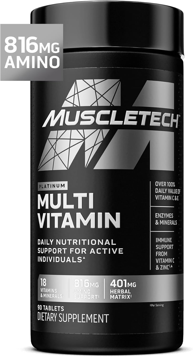 MuscleTech Platinum Multivitamins for Men & Women – Multi-Vitamin Supplement for Immune Support – 18 Vitamins & Minerals, Vitamin A C D E B6 B12 – Daily Workout Supplements for Men – 90 Capsules