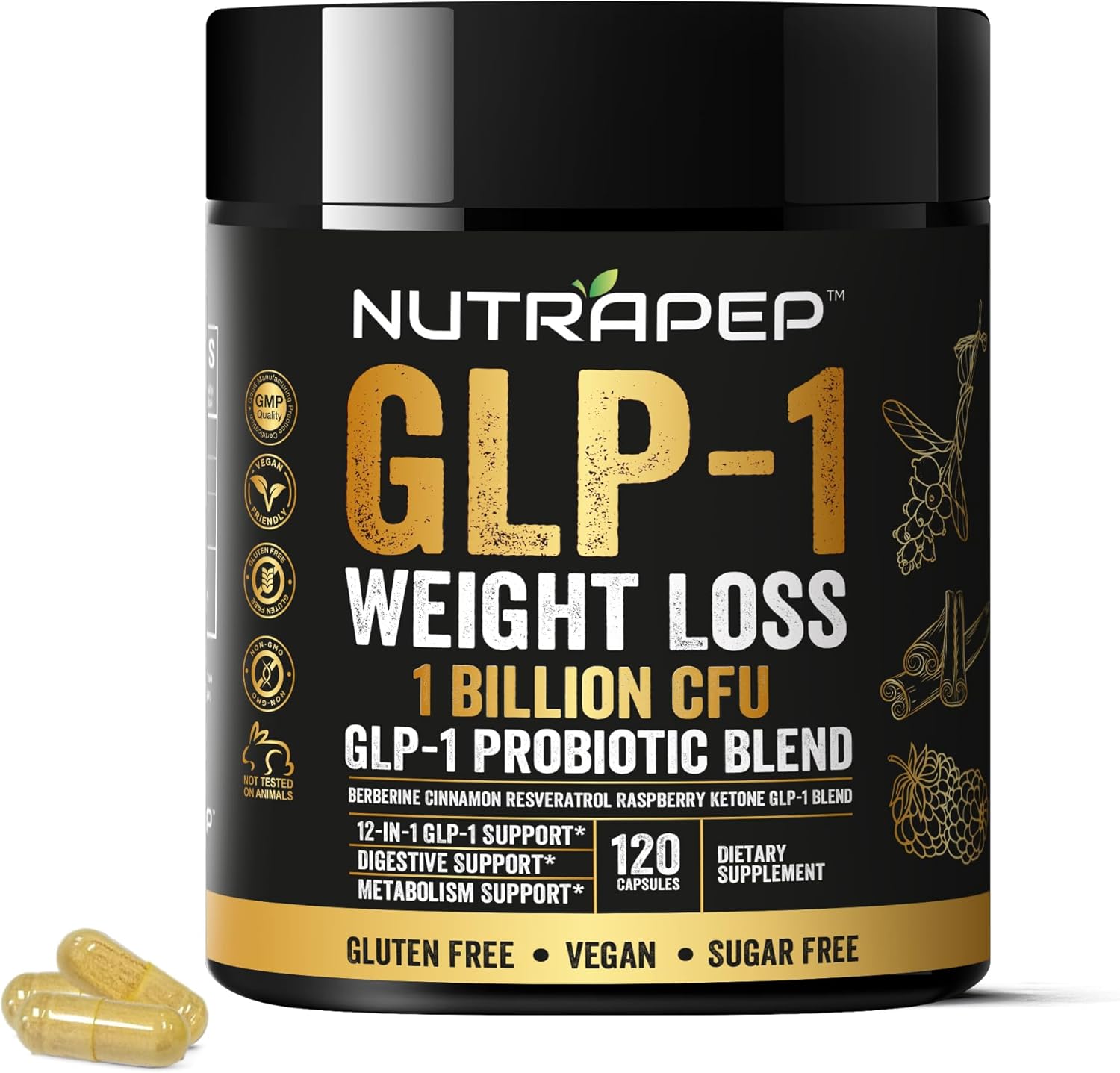 NutraPep GLP-1 Support Probiotic Weight Loss Supplement – Glp1 Support with Berberine for Fat Burn